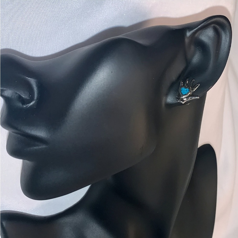 Turquoise Heart Hand Studs